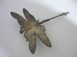 Stunning Rare Vintage Large Handmade Solid Silver Dragonfly Statue Sculpture