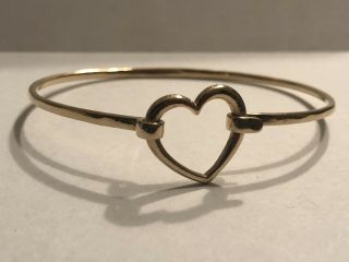 Very Rare Retired James Avery 14k Gold Heart Hook Bangle Bracelet Very Rare