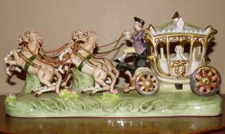 Vintage Nippon Porcelain Cinderella Horse - Drawn Carriage Figurine Large 14 "