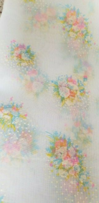 Vintage Flocked Fabric Colorful Floral Cluster Sheer Flocked Dotted Swiss Fabric 2