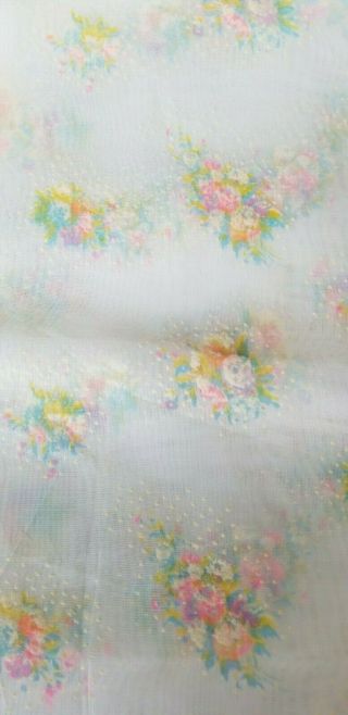 Vintage Flocked Fabric Colorful Floral Cluster Sheer Flocked Dotted Swiss Fabric 3