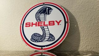 Vintage Ford Motors Company Porcelain Shelby Dealership Gas Service Station Sign