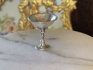 RARE Miniature Dollhouse Artisan HARRY SMITH Sterling Silver Grapes Candy Dish 3