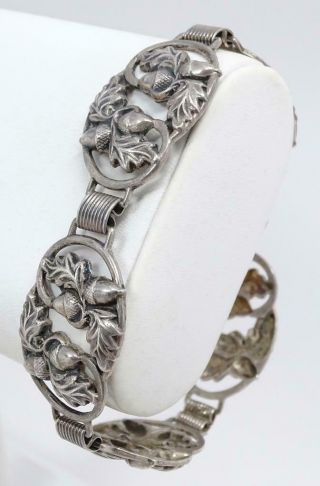 Vintage Danecraft Sterling Silver Acorn & Leaf Motif Bracelet 7 ½”