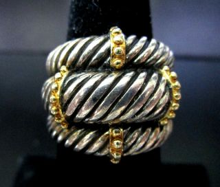 Sterling Silver Designer Signed Gold Knot Ring Size 7