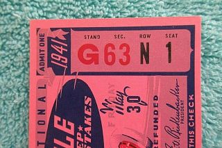 VINTAGE 1941 INDY 500 TICKET STUB 29TH ANNUAL 500 MILE INDIANAPOLIS 500 RACE 3