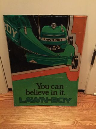 Vintage Lawn Boy Embossed Metal Advertising Sign 18x24” Agriculture Mower