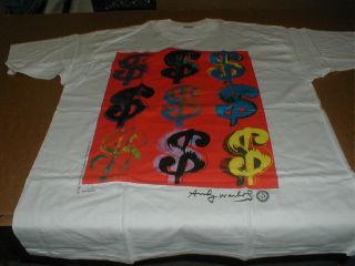 Andy Warhol 1996 dollar signs $$ money XL t - shirt vtg Made in USA 2