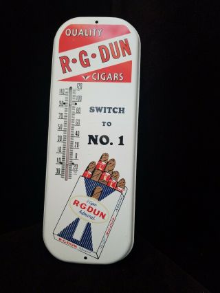Vintage Tin R G Dun Cigar Litho Advertising Thermometer Sign
