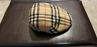 Burberrys Made In England Vintage Men’s Sm Wool Nova Check Plaid Newsboy Cap Hat