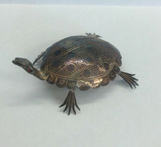 Vintage Miniature Solid Silver  Tortoise Figure 5cm In Length
