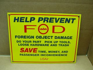 Vintage Porcelain Sign Help Prevent Fod Foreign Object Damage Us Air Lines