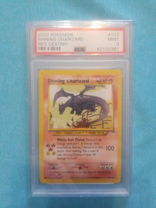 Pokemon Psa 9 Shining Charizard Unlimited Neo Destiny Holo Rare 107/105