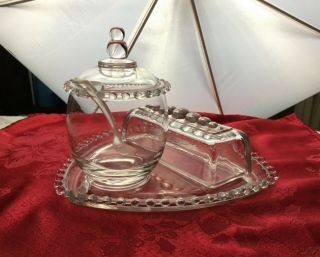 Vintage Imperial Glass Candlewick 5 Piece Butter & Jam Jelly Set 400/204