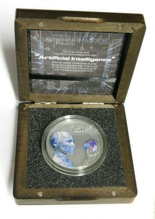 Rare Niue 2016 2$ " Artificial Intelligence " Code Of The Future 2 Oz Silver Coin