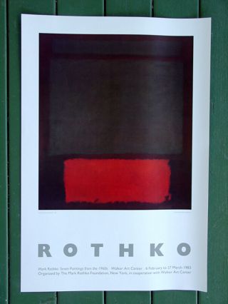 Mark Rothko•greyed Olive Green Red 1961 Walker Art Center•22x32 Vintage Poster