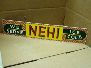 Vintage Metal Enameled Porcelain Sign We Serve Nehi Soda 20 " By 4 " Near