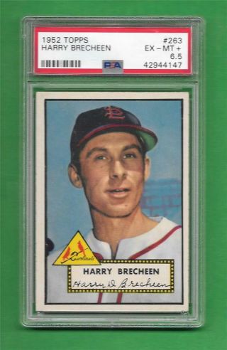 1952 Topps 263 Harry Brecheen Psa Ex - Mt,  6.  5 Vintage Old Baseball Card