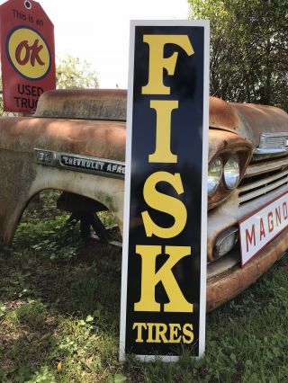 Antique Vintage Old Style Fisk Tires Sign