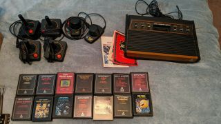 Vintage Atari Sunnyvale Heavy Sixer 6 Switch Console,  Controllers And 14 Games,