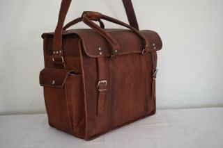 18 " Mens Vintage Leather Duffle Bag Briefcase Travel Luggage Handbag Suitcase