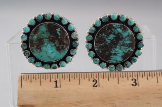 Mid - 20thc Vintage Federico Jimnez Mexican Sterling Silver & Turquoise Earrings