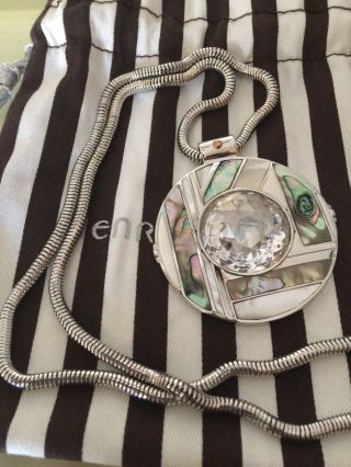 Nwt Vintage 1980s Statement Necklace With Inlaid Mother Of Pearl In Pouch