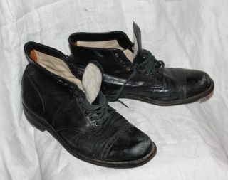 Vtg Victorian Anitque Mens High Top Ankle Boots Shoes Lace Up Steampunk Knapp 8