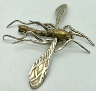 Articulated Mosquito Sterling Silver & Bronze Brooch Luna Parc Legs & Wings Move