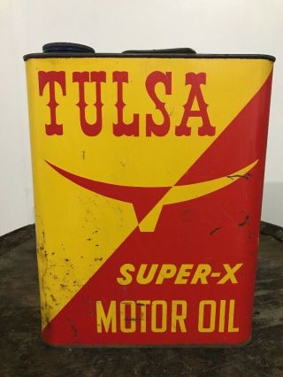 Vintage 2 Gallon Tulsa - X Motor Oil Can