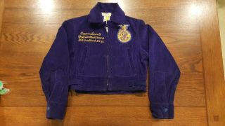 Vtg Ffa Future Farmers Of America Corduroy Chapter Sweetheart Jacket 1954 - 55 - 56