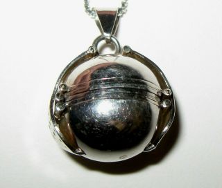 Vtg Taxco Mexico 925 Sterling Silver 6 Photo Ball Locket Pendant Necklace Signed