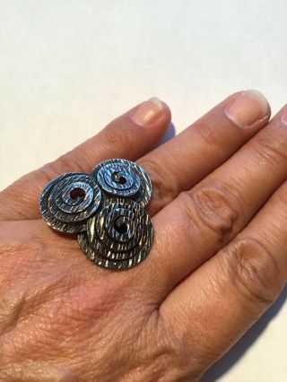 Modernist Elis Kauppi Kupittaan Kulta Finland Sterling Triple Swirl Ring