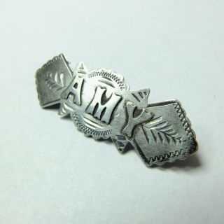 Fine Example Antique Edwardian Solid Silver Name Brooch " Amy " Marked Birm 1906