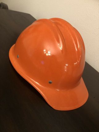 Vtg Orange Bullard 502 Fiberglass Hard Boiled Hard Hat Ironworker