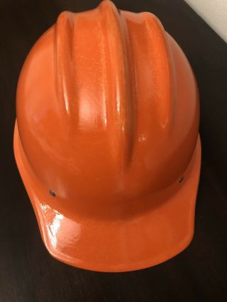 Vtg Orange BULLARD 502 FIBERGLASS Hard Boiled HARD HAT Ironworker 2