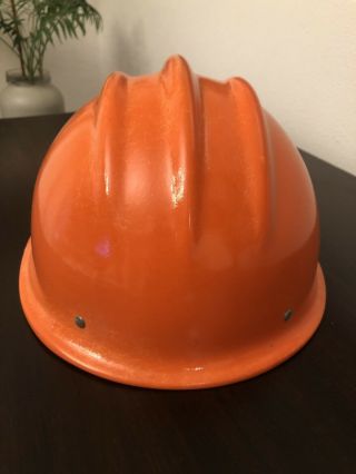 Vtg Orange BULLARD 502 FIBERGLASS Hard Boiled HARD HAT Ironworker 4