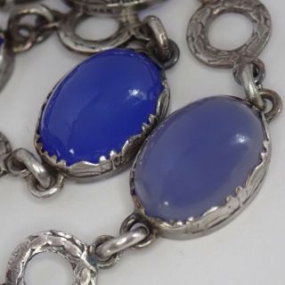 Antique Art Deco Sterling Silver Blue Chalcedony Bracelet