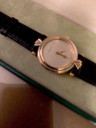 Vintage Gucci 4500l Woman’s 18k Gold - Silver Watch With Box