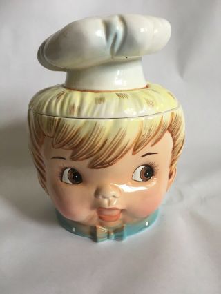 Vintage Lefton Baker Boy Chef Ceramic Cookie Jar Made In Japan