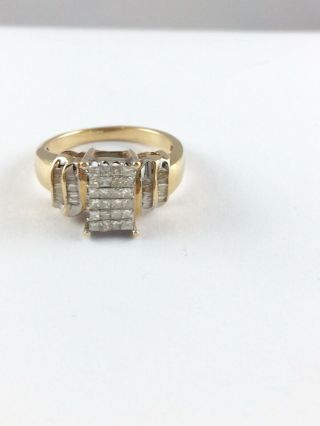 Vintage Estate 10 K Yellow Gold Ring Diamonds Size 6 1/2