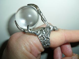 The Great Frog London Dragon Claw Holding Mooonstone Silver Ring Vintage Size U