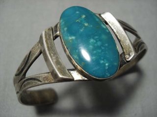 Important Fox Turquoise Vintage Navajo Sterling Silver Bracelet Cuff Old