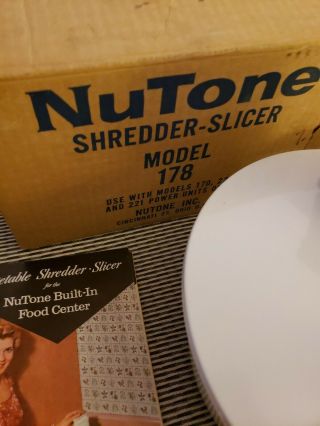 Vintage NuTone Built - In Food Center Shredder Slicer Assembly Model 178 2