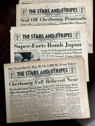 3 - June 1944 Stars & Stripes Newspapers / Post D - Day