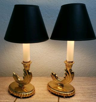 Pair (2) Vintage Deco Brass Footed Table Lamp