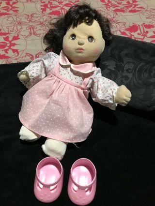 Rare My Child Doll Girl Brown Eyes And Hair Mattel 1985 Pink Dress Socks Shoes 2