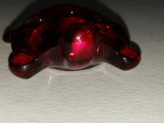 Awesome Vintage Ruby Red Glass Flower Frog 8 Hole Shaped Like a Turtle 4