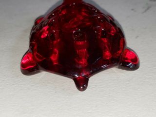 Awesome Vintage Ruby Red Glass Flower Frog 8 Hole Shaped Like a Turtle 5