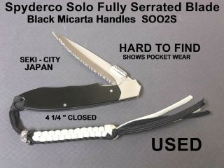 Vintage Spyderco Solo Knife Seki Japan Rare Discontinued Large S002s
